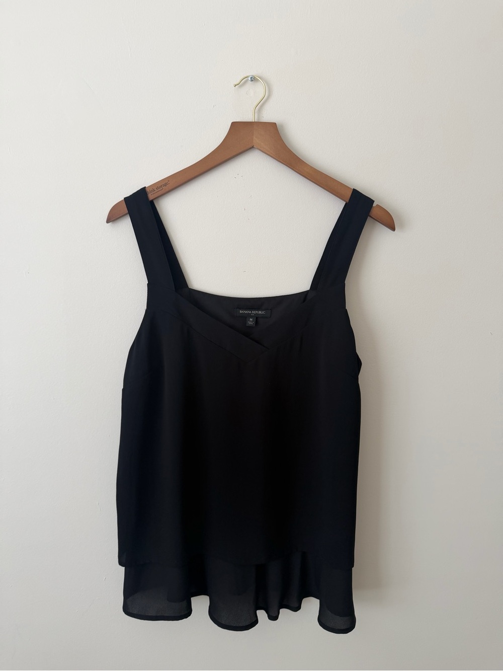 Banana Republic Black Layered Chiffon Blouse Tank Top Medium NWOT